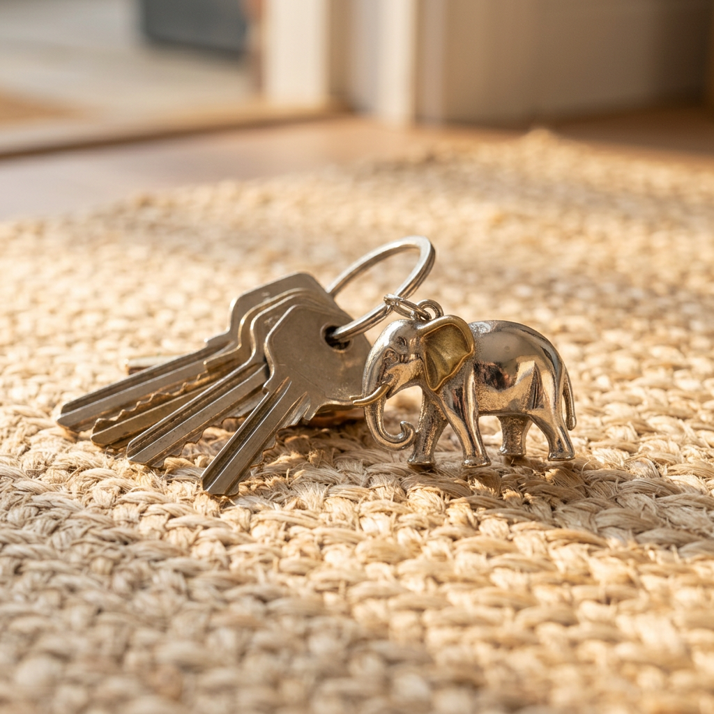 Elephant Keychain — Clipped to house keys — everyday carry.