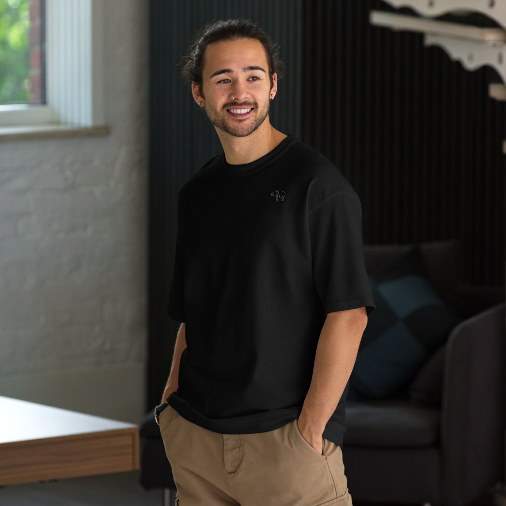 Heritage Tee — Black — Front view — Heritage Tee in black.