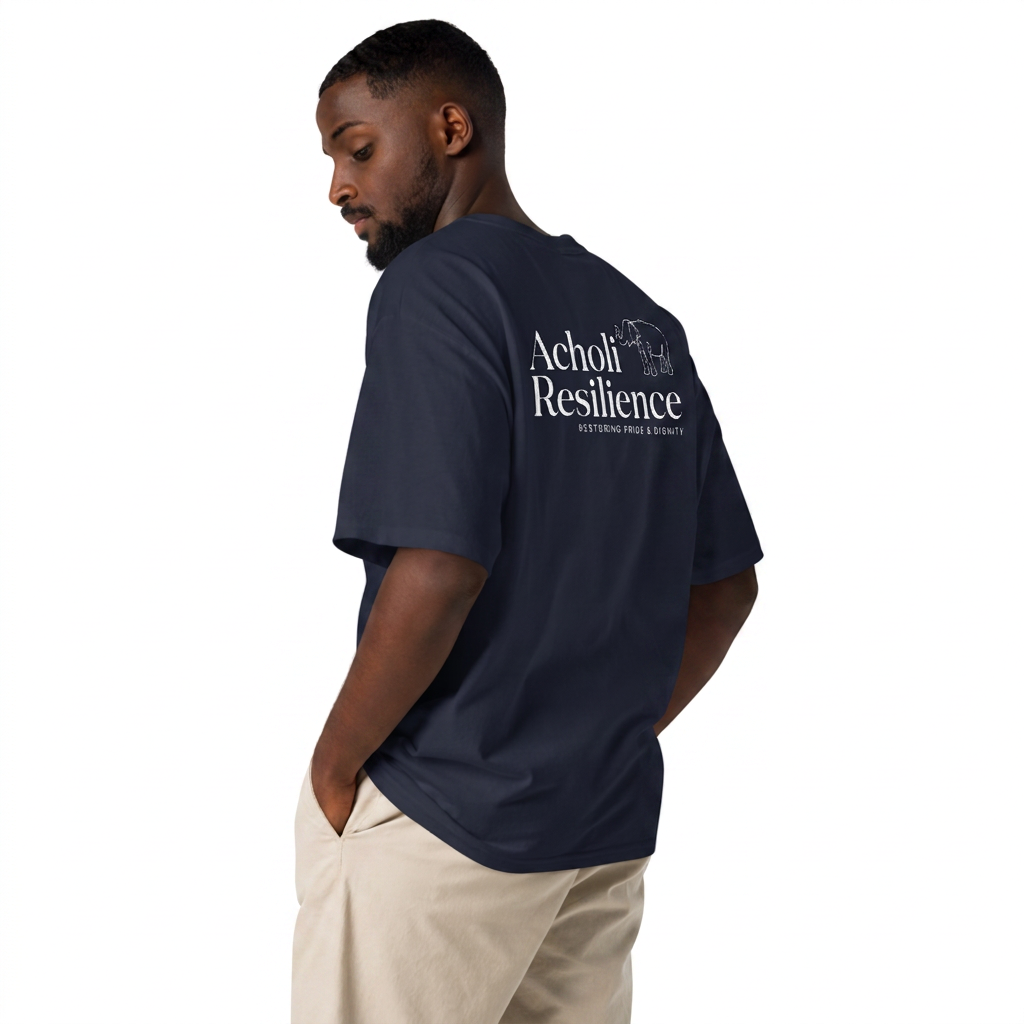 Heritage Tee — Navy — Navy Heritage Tee — back view on model.